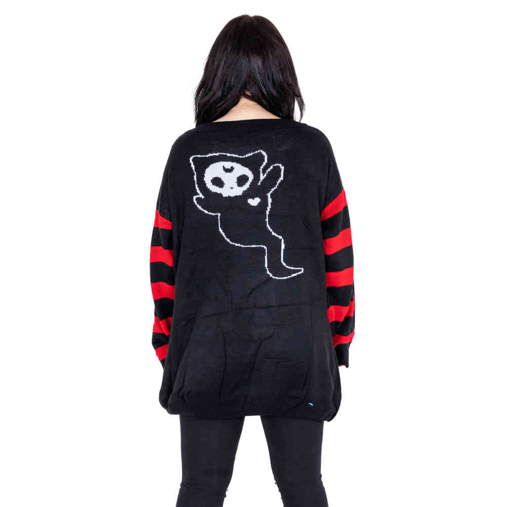 Cupcake Cult - Half Dead Cat Pull en tricot - Noir/Rouge